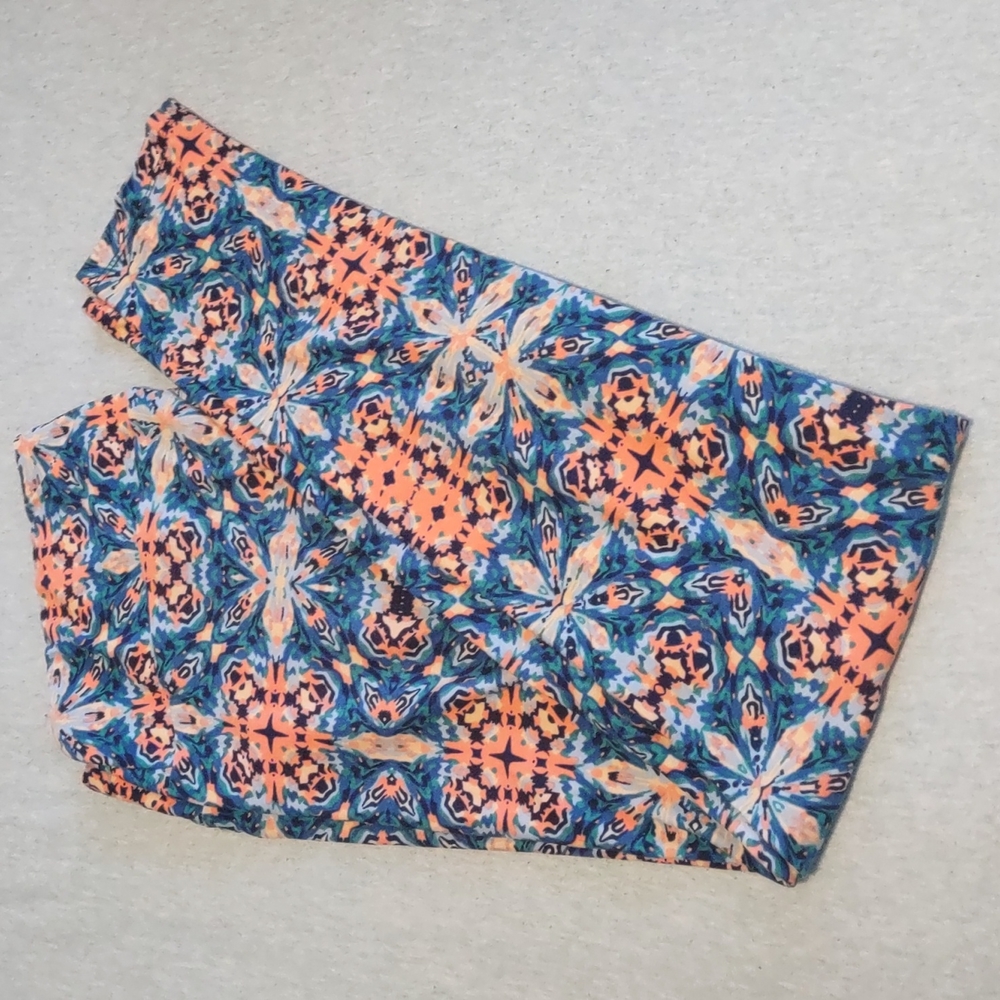 TC blue and orange patterned leggings